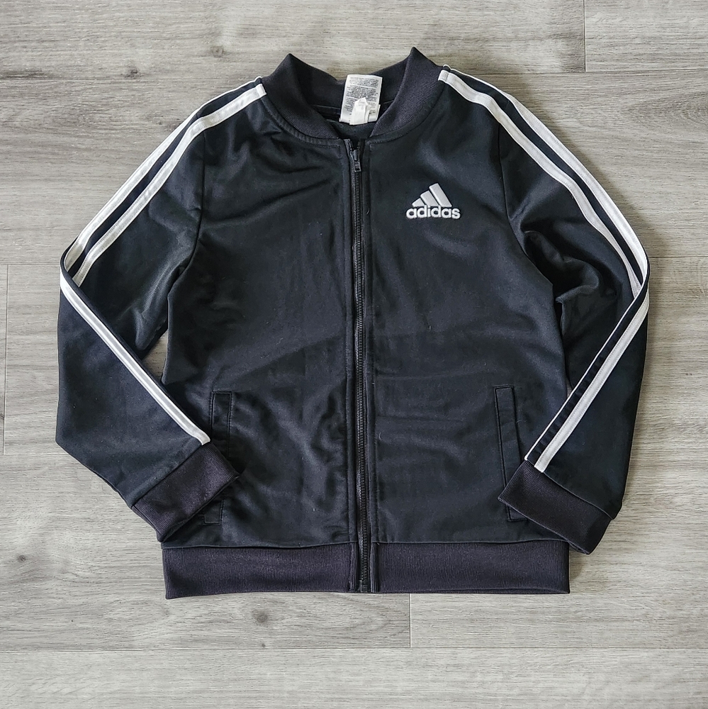 Youth Adidas Track/warm up Jacket Black/white 10/12